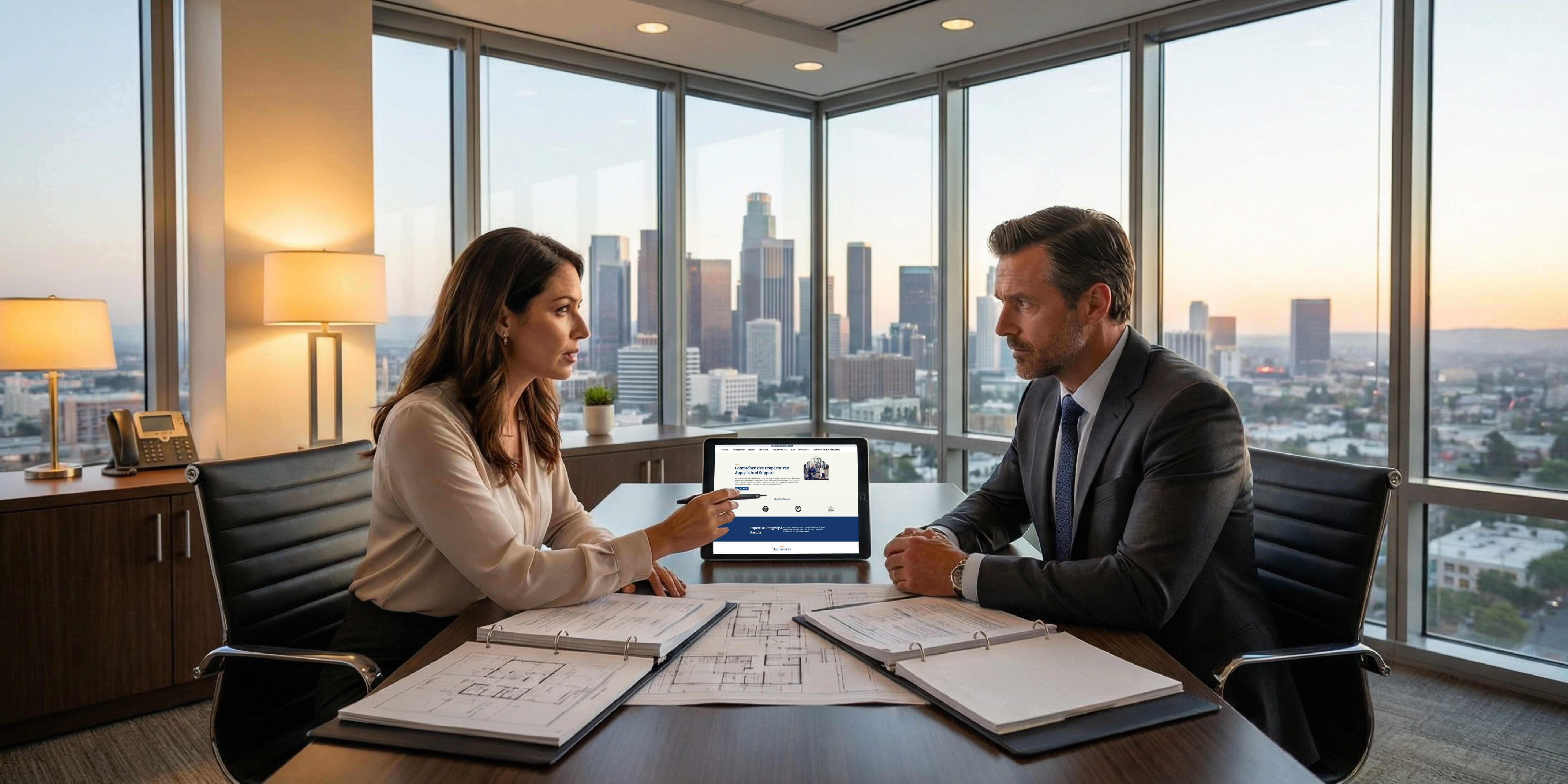Summary graphic listing the seven criteria for evaluating a commercial property tax appeal firm